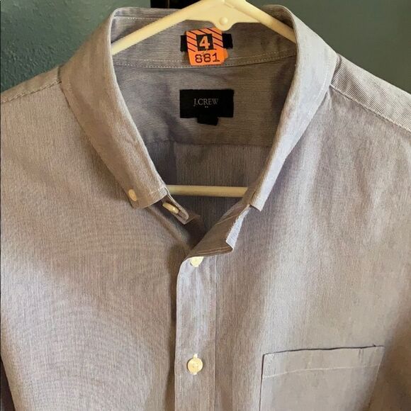 J. Crew blue/white pinstripe button shirt, medium - Picture 2 of 5